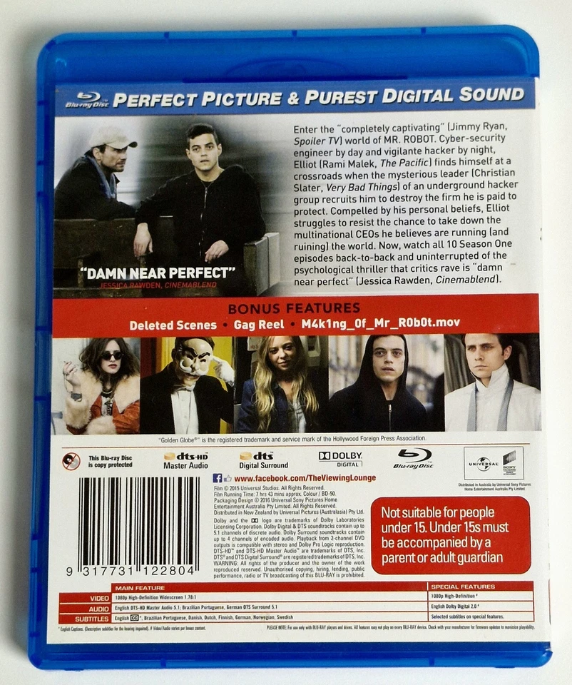 MR ROBOT Complete Seasons 1 & 2 Blu-Ray Tv Series+ Bonus Features Region B - image 2 of 4