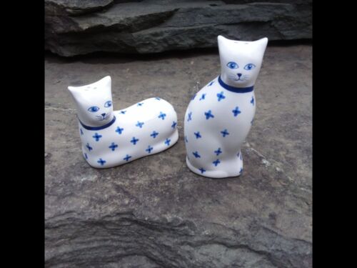 Shakers gatto gattino in ceramica blu e bianca di Treasure Craft, regalo per gli amanti dei gatti - Foto 1 di 10
