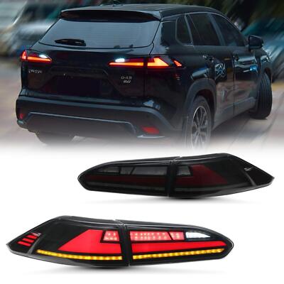 >LED TAIL LIGHTS REAR LAMP START-UP SMOKED FOR TOYOTA COROLLA CROSS 2022-2023