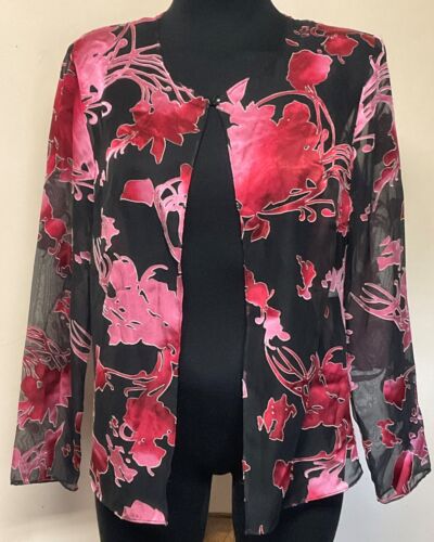 Pink and Black Floral Dress Jacket by Onyx Nite M… - image 1