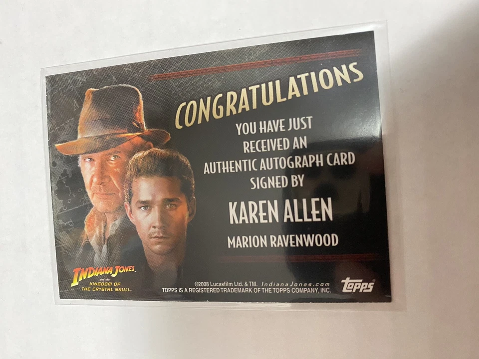 Karen Allen Marion Ravenwood INDIANA JONES 2008 Autographed Topps Trading Card - Image 2 of 2