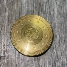 Fuller Brush Company Pressed Powder Compact Makeup Mirror Purse Round Gold color