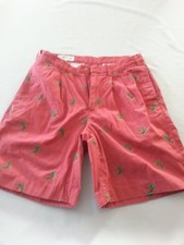 ORVIS MEN'S RED CHINO COTTON SHORTS PALM TREES SIZE 32 SIDE AND BACK POCKETS