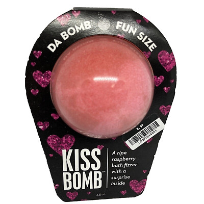 Bath Bomb Fizzer Kiss Fun Size Ripe Raspberry  With a Surprise 3.4 oz