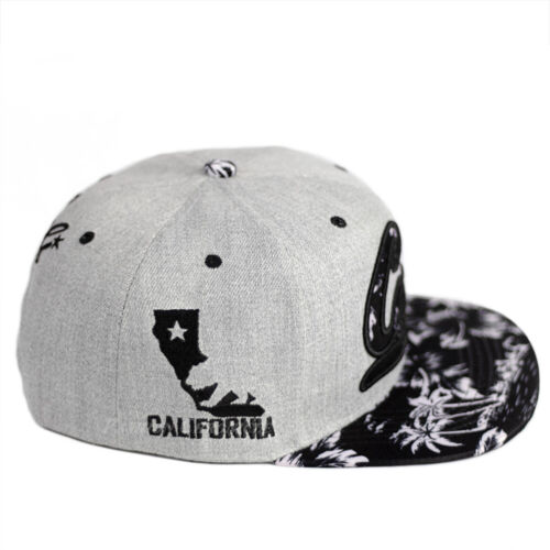 Cali Snapback Hat Flat Bill Adjustable Embroidered Floral Hawaiian Baseball Cap - Picture 3 of 12