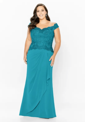 teal mother of the bride dress Dark Green Print A-Line Tea Length Mother Of Bride Dress main image 0