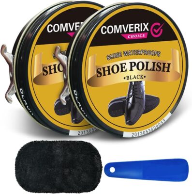 Black Shoe Polish 2 Pack Total 3.4oz,Polish Care for Black Leather goods,Shoe Cr