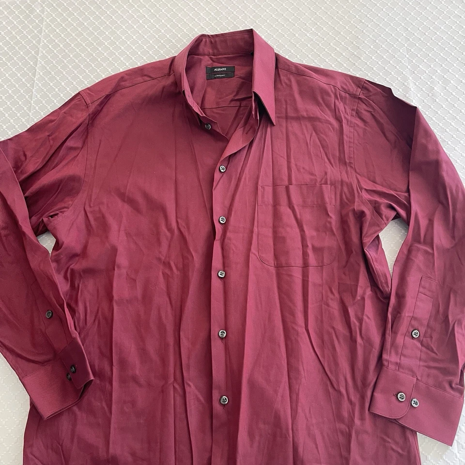 Camisa ALFANI Borgoña Manga Larga Con Botones Para Hombre Calce Regular 15.5 32-33 Talla M Foto 3 de 4