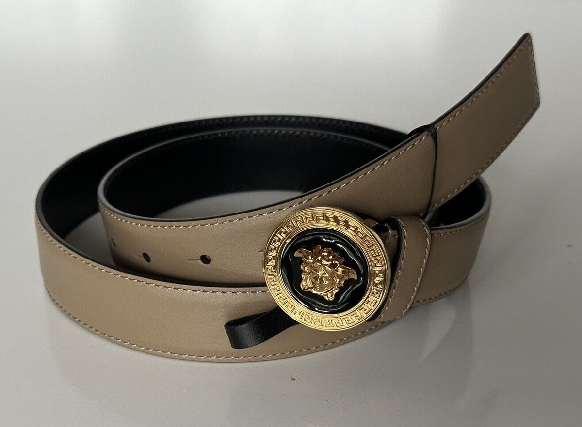 Versace Medusa-Buckle Brown Slim Calf Leather Belt 125 (50) IT