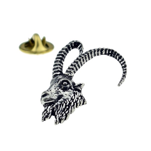 Ibex Head English Pewter Lapel Pin Badge XTSPBA51 - 第 1/1 張圖片