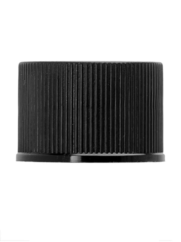 8oz Fluorinated Natural HDPE Cylinder Bottle 24/410 With Black Ribbed Cap