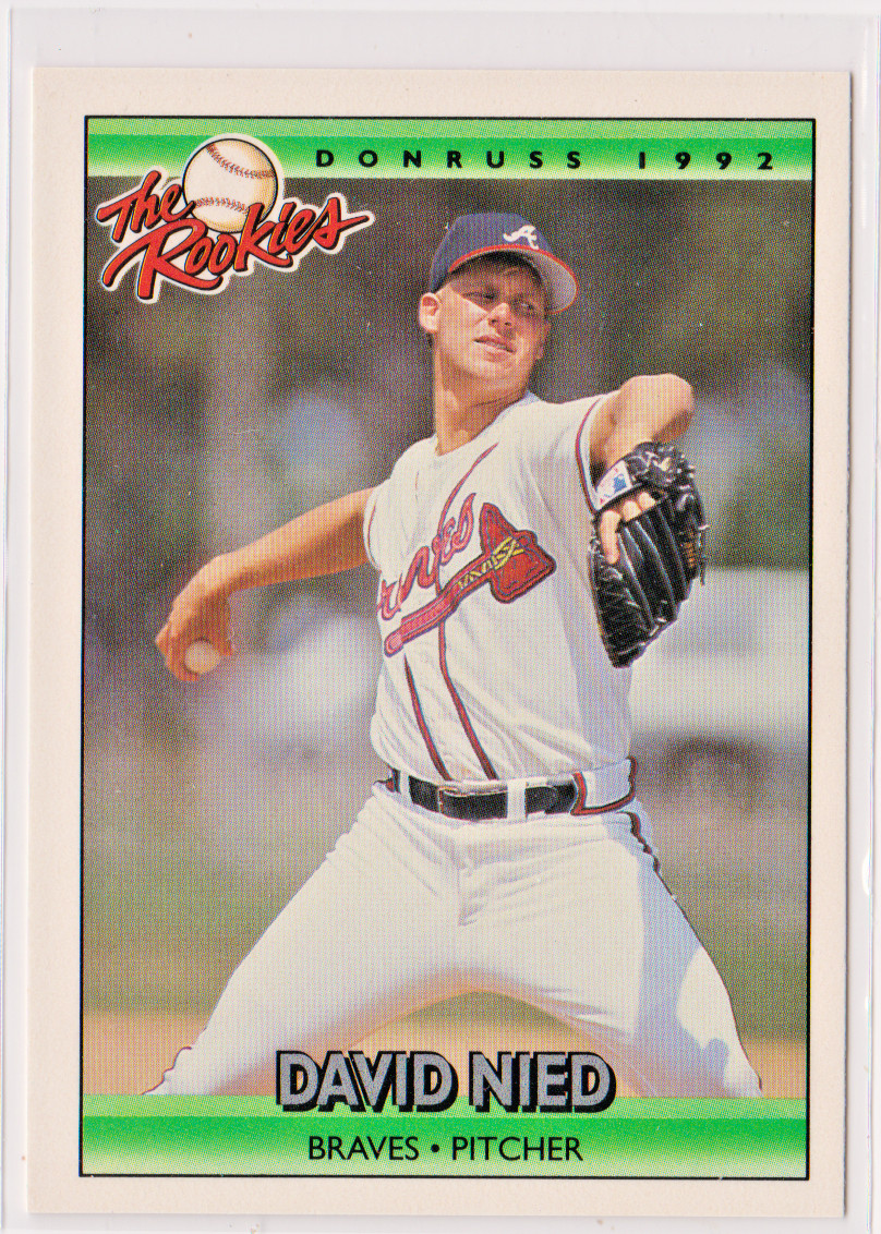 David Nied Atlanta Braves Pitcher 1992 Donruss THE ROOKIES Card # 86 Near mint