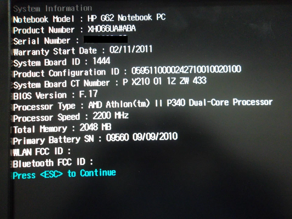 HP G62-340US 15.6" AMD Athlon II DC 2.2GHz 2GB Wi-Fi WebCam DVD±RW XH066UA#ABA - Image 4 of 4