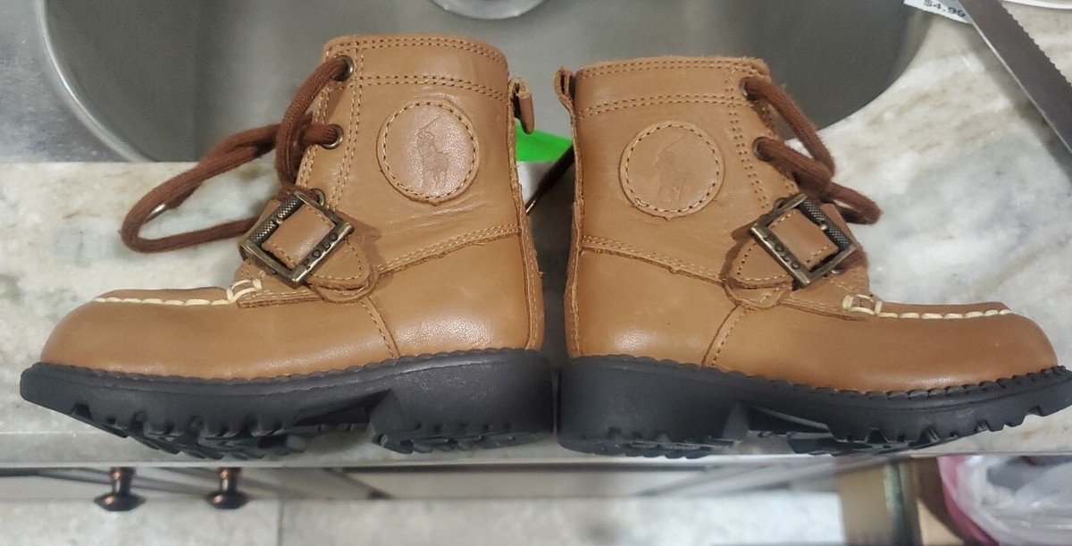 GORGEOUS POLO Ralph Lauren RANGER Hi Brown Leather Boots Toddler Boys Sz