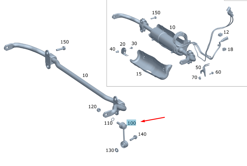 Neu MERCEDES-BENZ GLE W167 Stabilisatorgestänge hinten links A1673208700