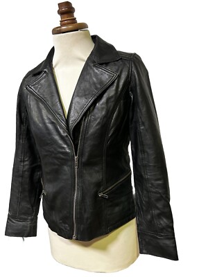 AIM Echt Leder Jacke Gr. M Herren Unisex Schwarz 