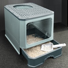 XL/Large Cat Litter Box Hooded Litter Tray Drawer Anti-Splashing Self Cleaning
