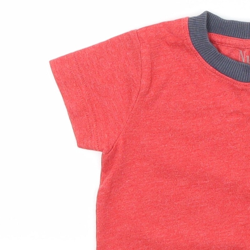 Nutmeg Boys Red Cotton Blend T-Shirt Size 3-6 Months Roll Neck Pullover image 6