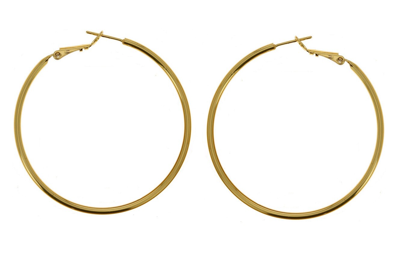 Boucles d'oreilles grandes créoles 6cm plaqué or 18 carats pour femme