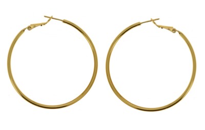 Boucles D'oreilles Créoles Géantes 6 Cm - Plaqué Or 18 Carats - Neuf Avec étiquettes