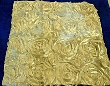 Square Silky Ribbon 3D White Roses Pillow Cover 16" x 16" NEW  114 