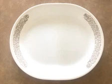 Vintage Brown CORELLE Woodland Pattern Oval Serving Platter Plate 12” X 10”