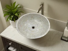 MOP Gemstone Round Wash Basin Sink, Bathroom Accessories Vessel, Vanity Decors