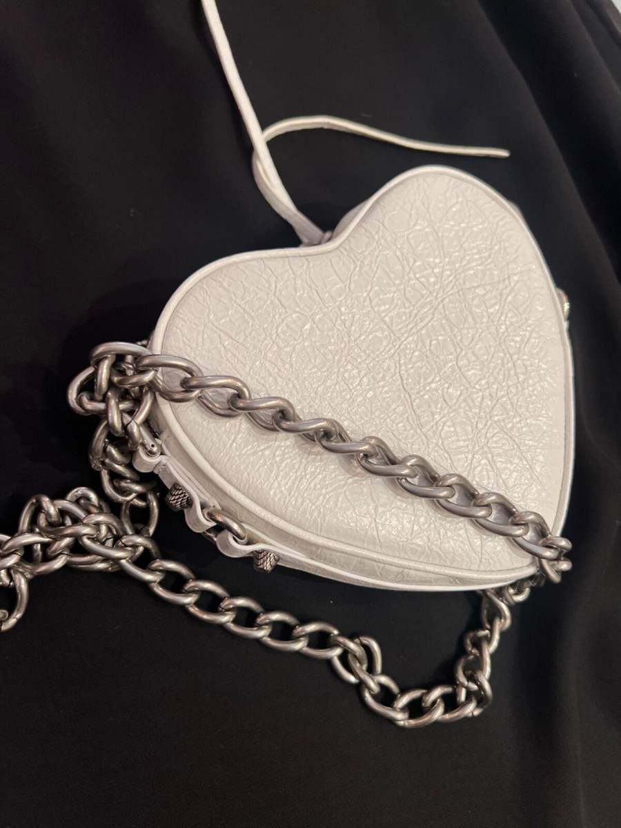 $1590 BALENCIAGA Le Cagole Heart Mini Bag In Optic White | eBay $1590 BALENCIAGA Le Cagole Heart Mini Bag In Optic White | eBay