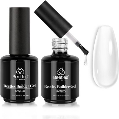 Käfer Gellack 7 in 1 Clear Builder Nagelgel Set, 2 Stück 15 ml Aufbaugel für