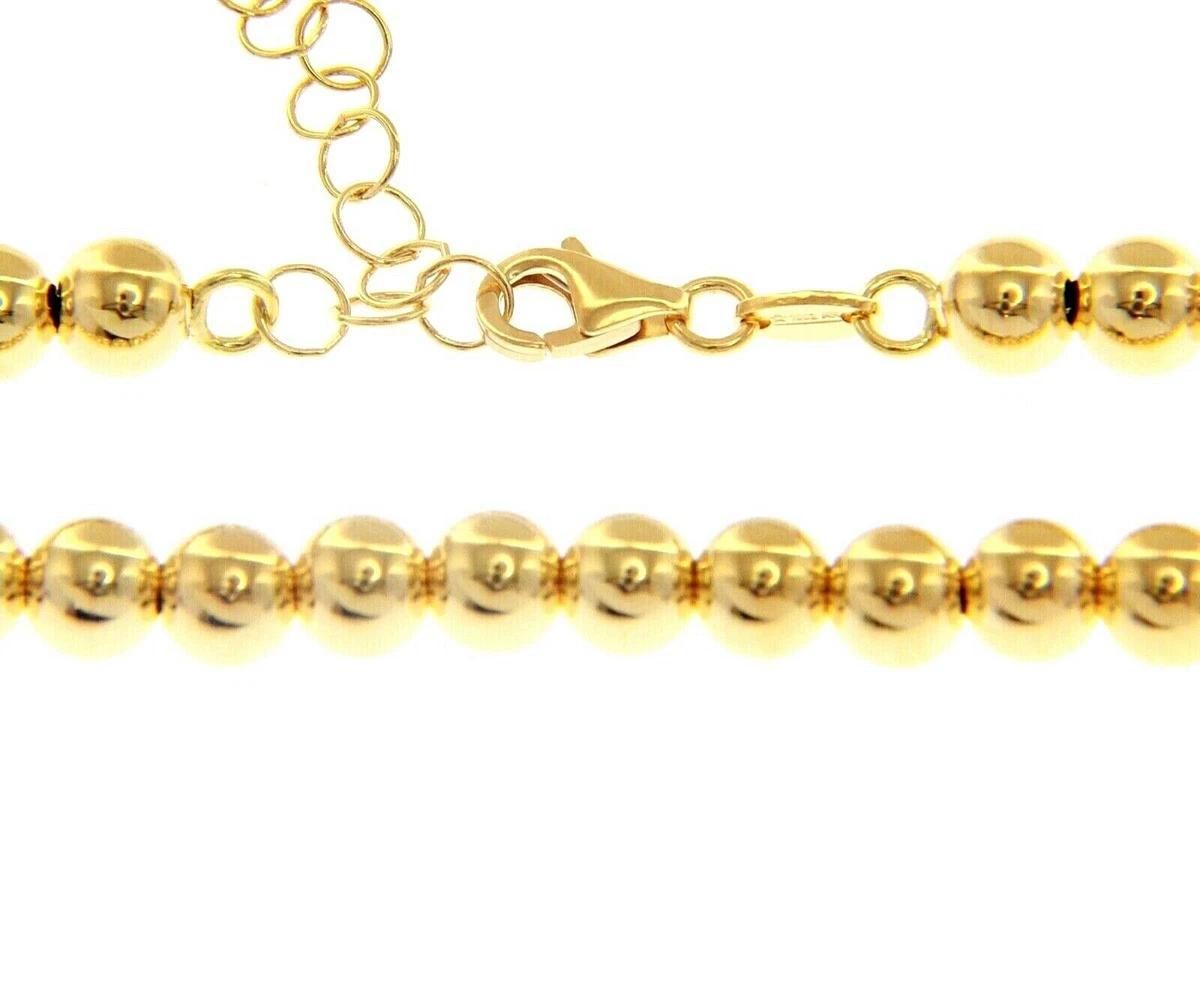 18K YELLOW GOLD 5 MM BALLS CHAIN 18 INCHES SMOOTH SPHERES MADE