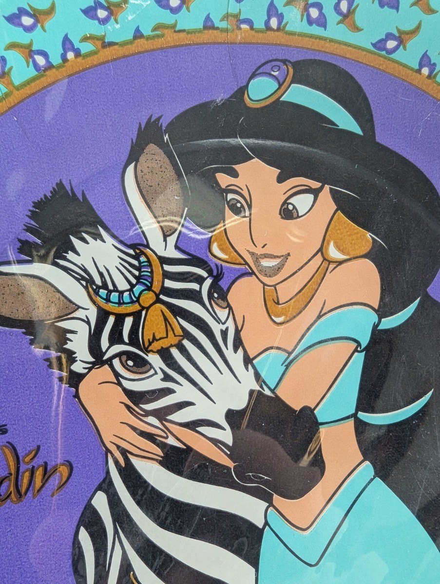 Vintage Beach Disney Jasmine & Zebra 8 Plastic Coated Plates Cake