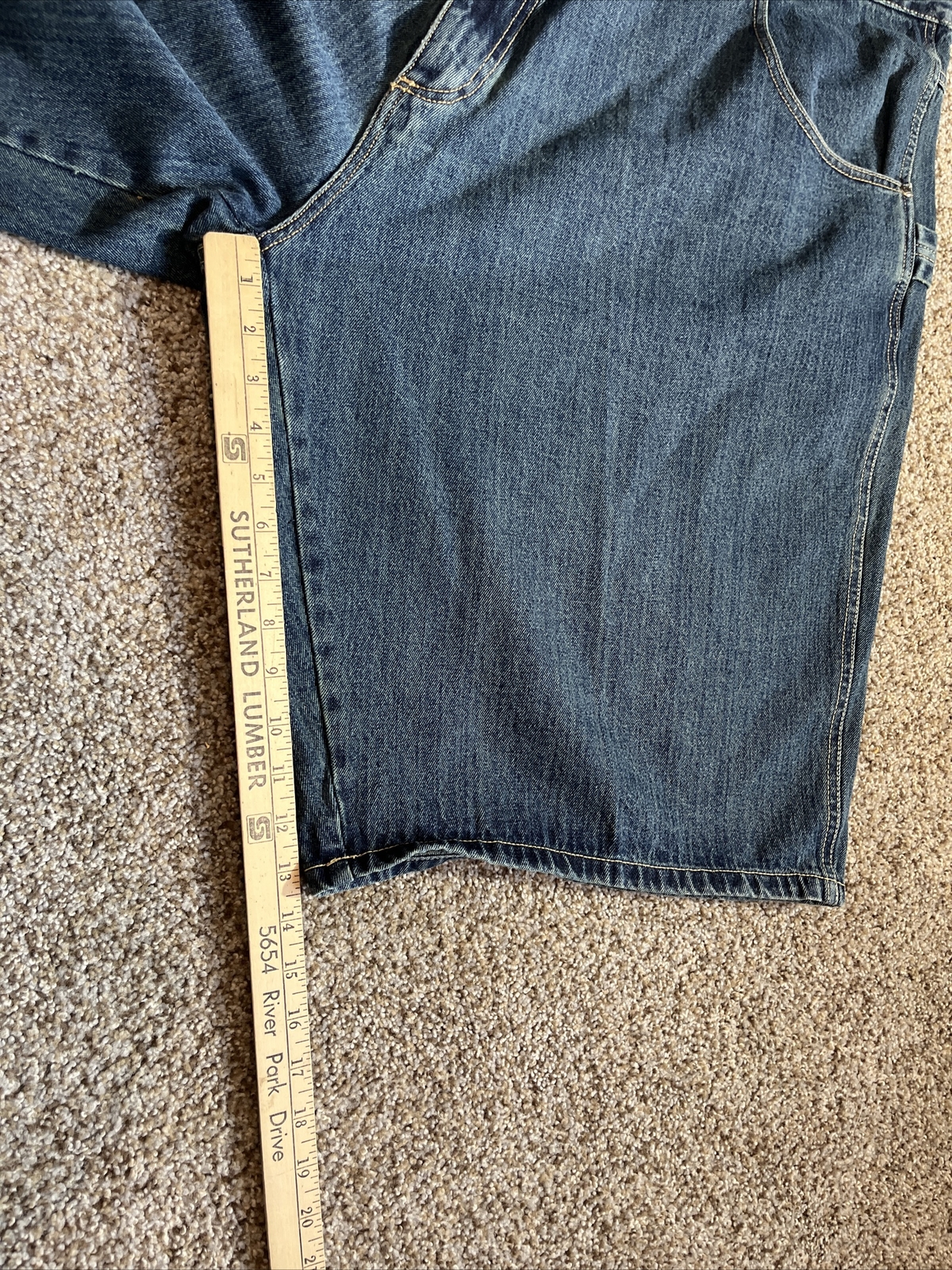 Karl Kani Shorts Men's 48 Dark Wash Baggy Fit Carpenter Denim Jorts Waist 47 - View 7