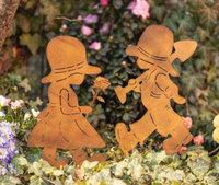 "Gartenstecker \"Junge Und MäDchen\", Gartendeko, Metall, Rostoptik, 2Er Set"