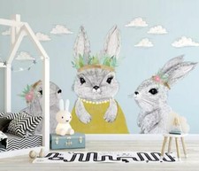 3D Gray Rabbit B47 Wallpaper Wall Mural Removable Self-adhesive Sticker Zoe