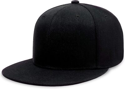 Flat Bill Visor Classic Snapback Hat Blank One Size, Black