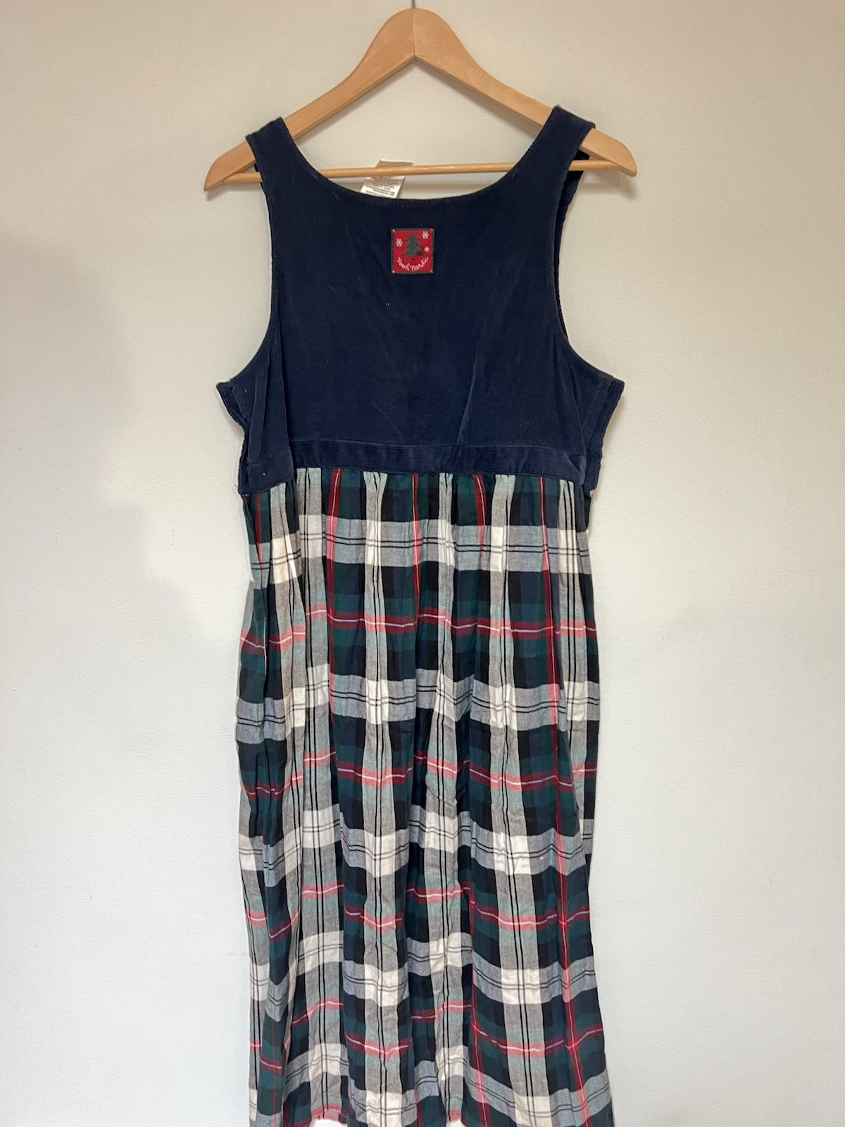 Vintage Disney Store Winnie the Pooh Christmas Corduroy Plaid Jumper Dress M image 5