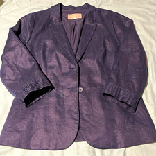 Banana Republic Women s Navy 100 Linen Blazer Jacket Size 14 Button Pockets