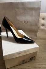 JIMMY CHOO Abel 100 Black Patent Leather Pumps With Dust Bag Size 10
