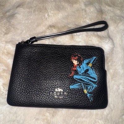 Coach X Marvel Black Widow Wristlet EUC 3582 Leather Zip Clutch