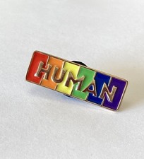Rainbow Pride Human Word Enamel Pin