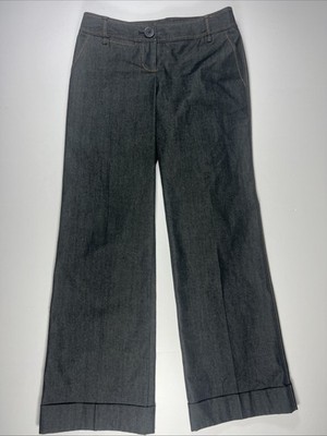 Ann Taylor Loft Pants Womens 2P Dark Wash Stretch Wide Leg Cuff Dress Jean