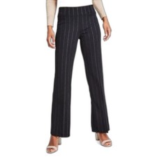 Anne Klein Women's Black Pinstripe Wide-Leg Pants