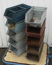 10x DDR Lager Sichtbox Blech Box Metall TGL 9390 Größe IV  Werkstatt Loft