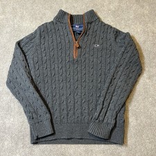 Boys VINEYARD VINES By Shep  Ian Size Youth M Gray 1/4 Zip Cable Knit Sweater