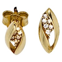 Ohrringe Ohrstecker Zirkonia Spitzoval 333 Gelbgold Gold Ohrschmuck Damen