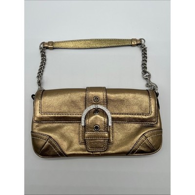 バッグ archive coach soho shoulder bag y2k gold Vintage Coach Soho Shoulder Bag Swarovski Crystals Gold RARE