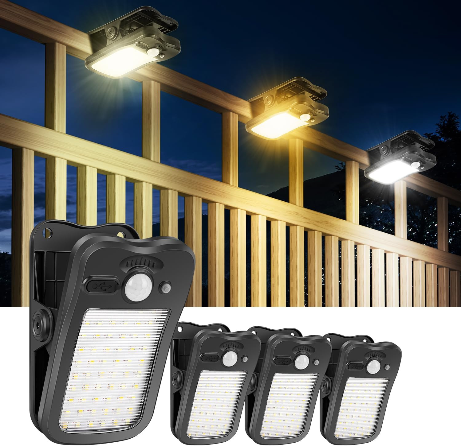 Faretto Solare LED 800 Lumen con Clip - 3 Modalità di Illuminazione