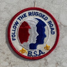 1970 s BOY SCOUTS OF AMERICA (BSA) - Follow the Rugged Road - 3  Sew On PATCH