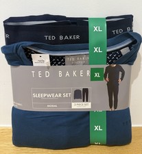 Ted Baker Długi rękaw Modal Piżama Zestaw XL Bardzo duży - Niebieski Top Granatowe spodnie