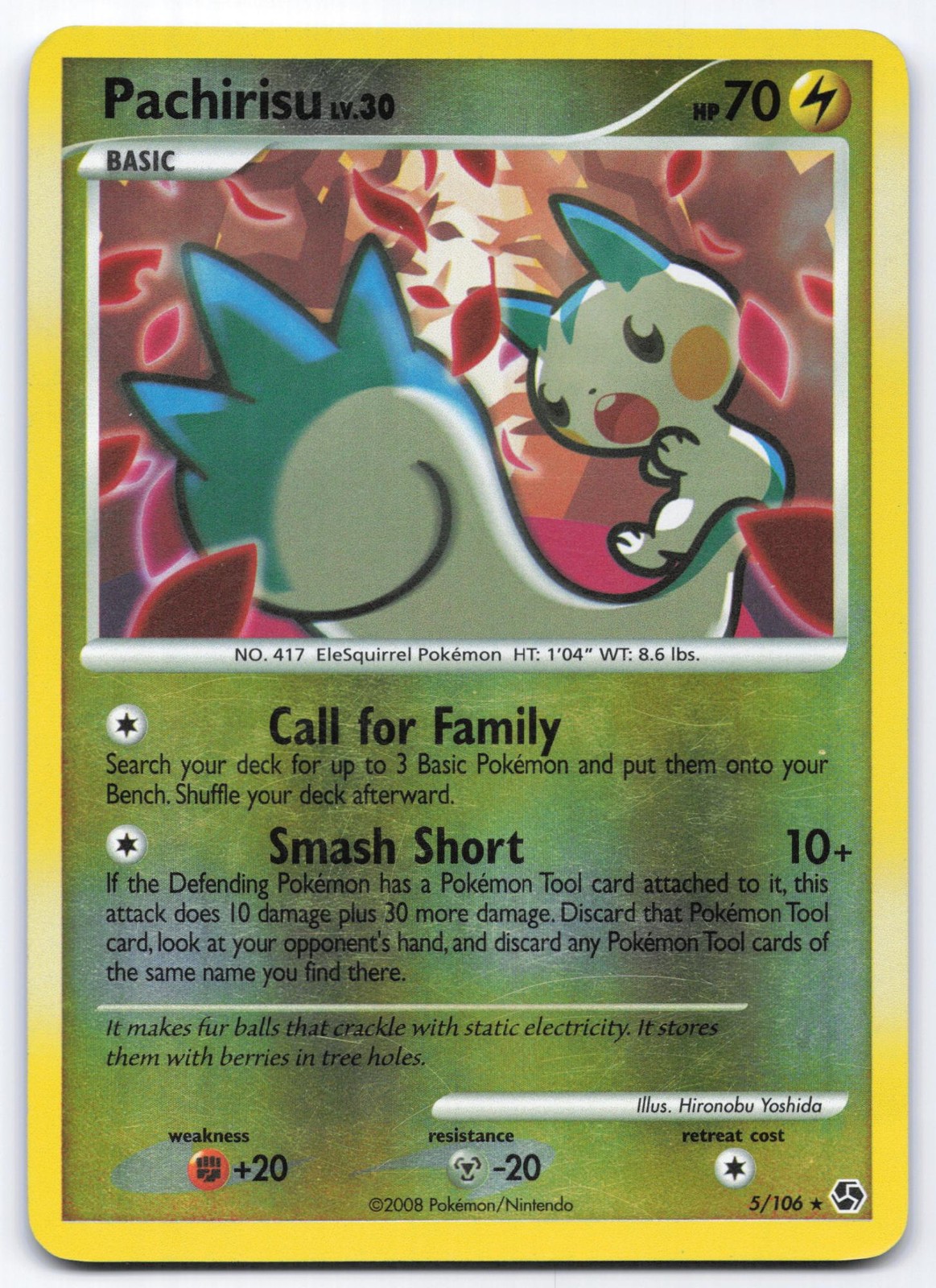 Pachirisu 5/106 Great Encounters Reverse Holo Rare Pokemon Card LP